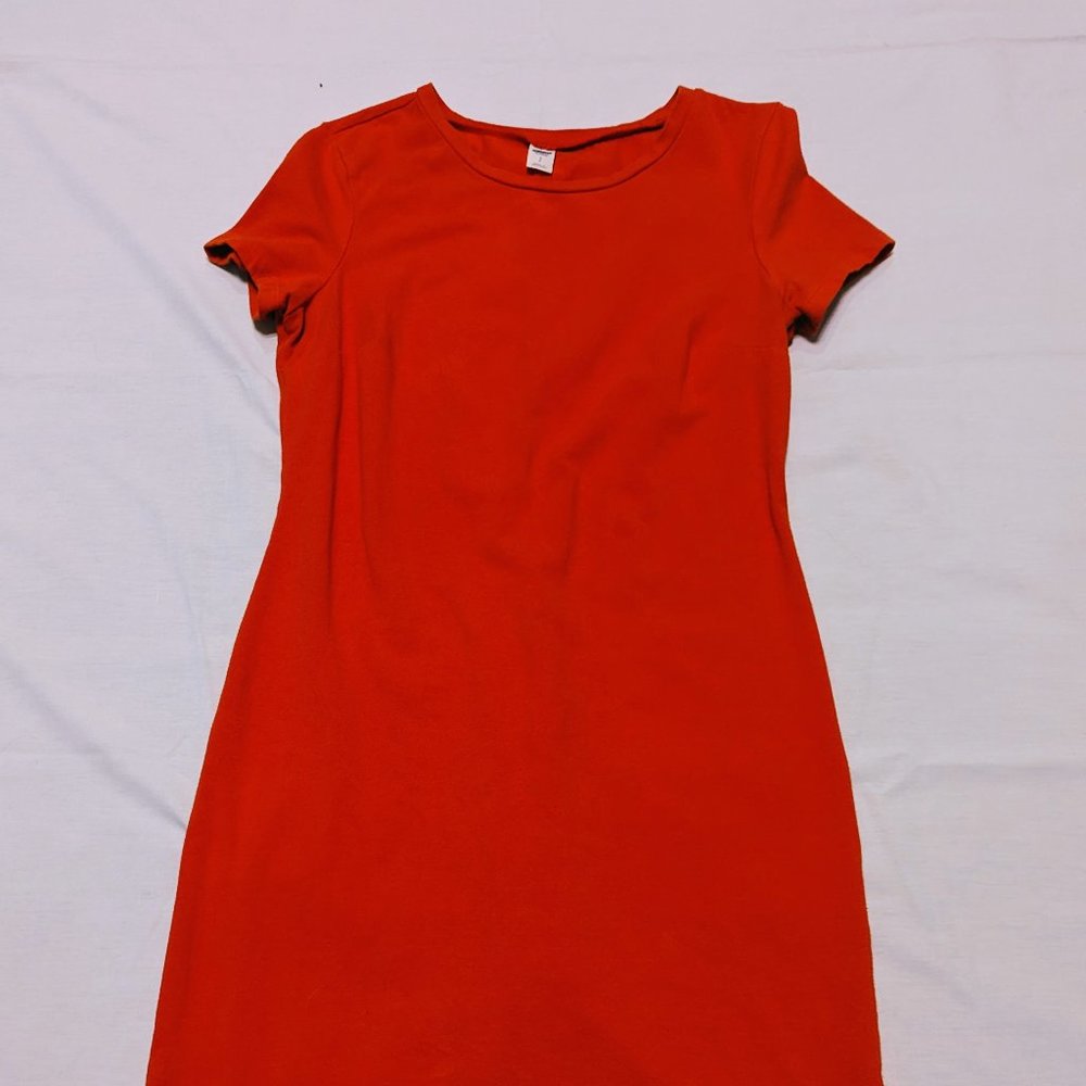 OLD NAVY Red/Orange Stretchy Knee Length Dress
